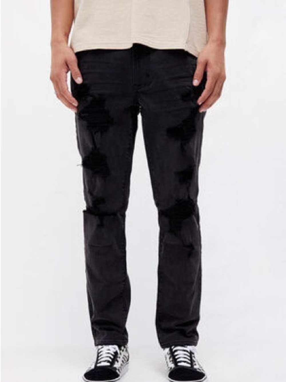 PacSun Black Distressed Skinny Jeans Mens 32x32 Stacked Streetwear